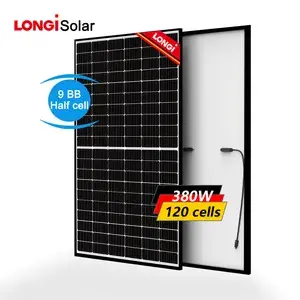 Black 120cells PV Panel Mono 360watt 370W 380wp 24V Solar Module Half Cell
